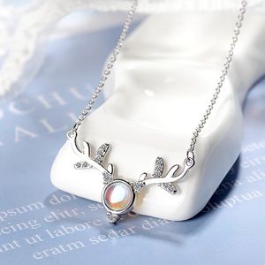 New Sterling Silver 925 Crystal Moonstone Deer adjustable Necklace